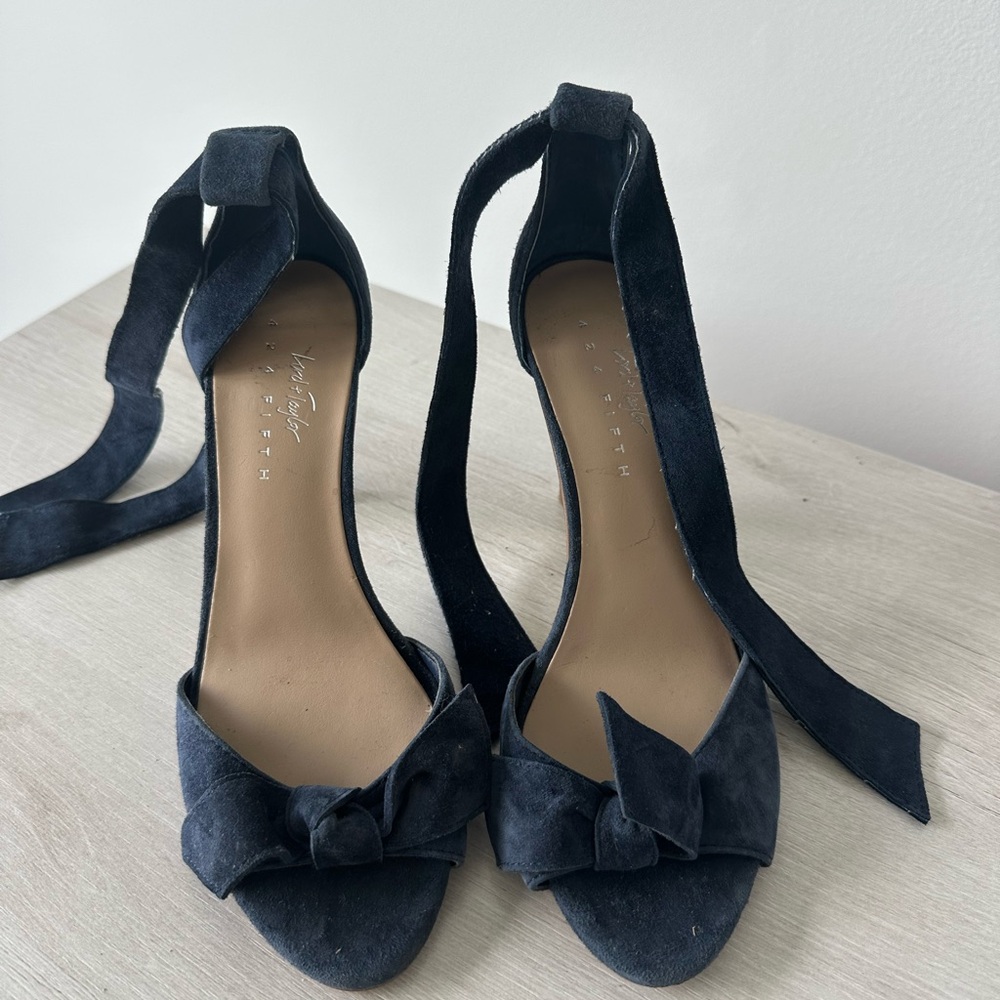 Lord & Taylor navy blue High Heel Sandals with Bow Detail
